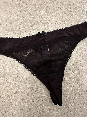 Marie Meili Ladies Black Lace Detail Thong -size Uk 16 - New Without Tags • £9