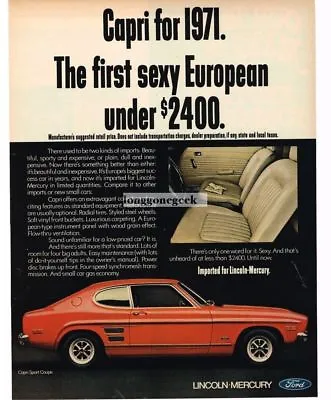 1971 Mercury CAPRI Red Sport Coupe Vintage Print Ad • $8.95