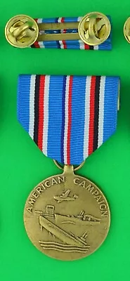 WWII American Service Campaign Medal And Ribbon Bar On Holder - USA Made ACM T2 • $21.95