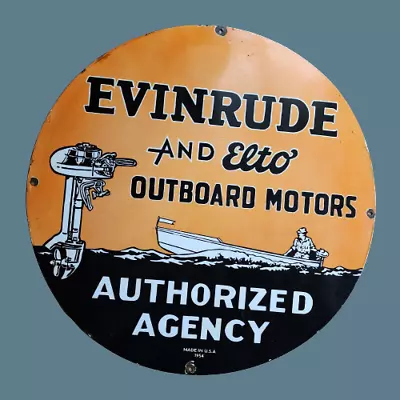 Porcelian Evinrude And Elto Outboard Enamel Sign Size 30x30 Inches • $241.30