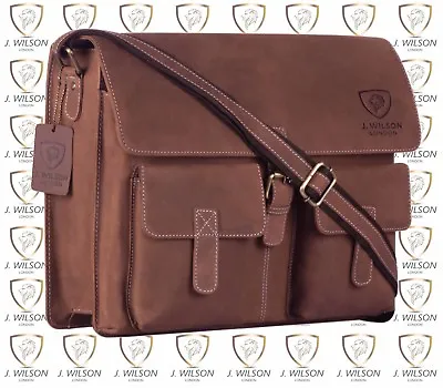 Mens Leather Laptop Bag Designer Ladies Shoulder Cross Body Work Messenger Case • £30.74