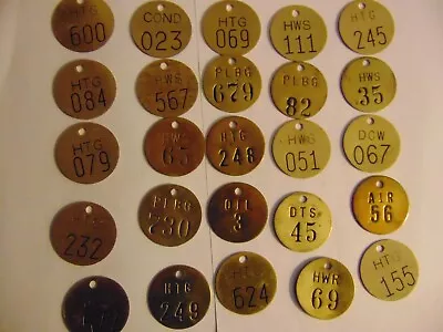 Lot Of 25 Vintage 1.5  Round Brass Tags Misc Numbers Industrial Steampunk-DD • $14