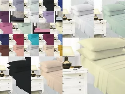 DOUBLE/SMALL DOUBLE Fitted Sheet Soft Polycotton 4FT Bed Mattress Cover 24 Color • £7.19