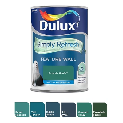 £26.99 • Buy Dulux Paint Green Simply Refresh Feature Wall One Coat Matt Emulsion 1.25L