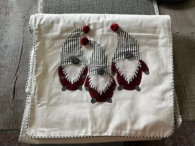 Pottery Barn Gnome Embroidered Cotton Table Runner 18 X 108  New Christmas • $50