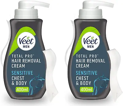 Veet Chest And Body Men Hair Removal Cream For Sensitive Skin 400ml X 2 • £19.99
