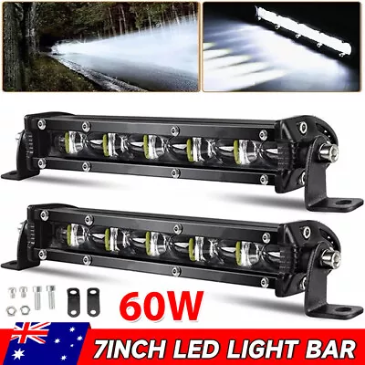 2x 7 Inch LED Light Bar 60W Slim 6D Single Row Driving Beam Work Lamp Marine OZ • $24.95