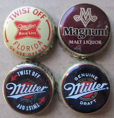 4 Miller Brewing Co Milwaukee Wisconsin Less Common Obsolete Beer Bottle Caps • $8.95