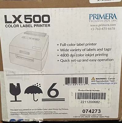 Primera LX500 Label Printer 4800 Dpi Color Inkjet Printing • $1249.99