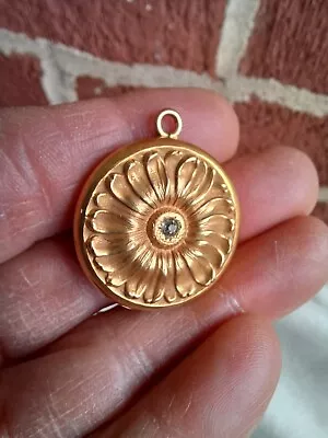 Vintage Victorian Floral Mum Flower Repousse Paste Gold Filled Locket 1  • $65