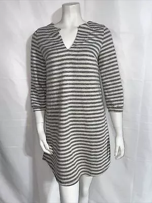 Maternal America Striped Stretch Dress 3/4 Sleeve Gray Beige Size XS • $28.74