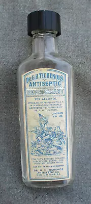 VTG 1930s? DR. TICHENORS ANTISEPTIC MEDICINE BOTTLE W CIVIL WAR BATTLE LABEL • $28.99