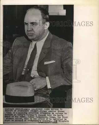 1958 Press Photo Mickey Cohen At Stompanato Murder Inquest In Los Angeles • $12.99