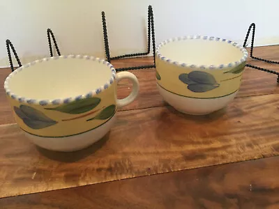 2 Big Maxam Soup Cappucino Mugs  Yellow/Blue/Green Mediterranean Italy EXC • $21.89