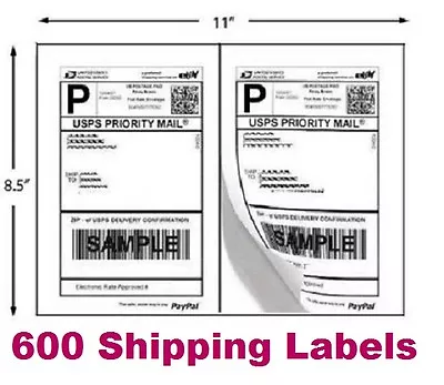 600 Shipping Labels Blank Self Stick Paper For Printing USPS UPS EBay Postage • $59.99