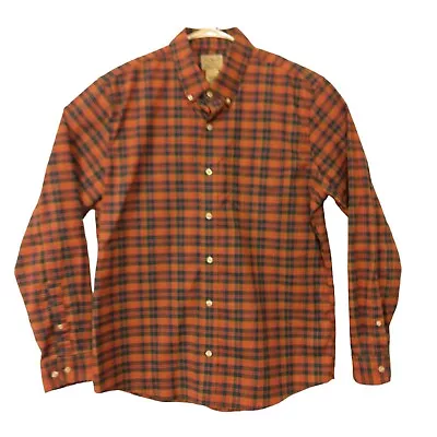 L.L. Bean Slightly Fitted Shirt Mens M Medium Red Plaid Button Long Sleeve • $15.99