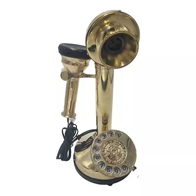 Brass Candlestick Vintage Phone Rotary Dial Antique Station Telephone Home Decor • $89