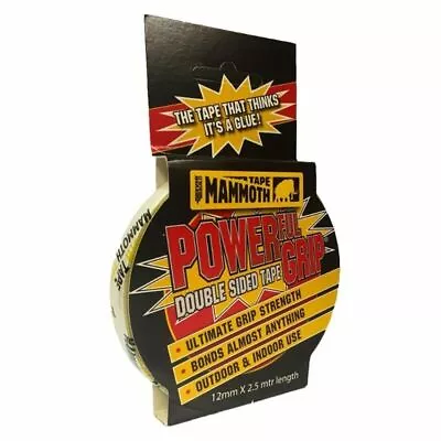 DOUBLE SIDED TAPE EVERBUILD MAMMOTH POWERFUL GRIP 25mm X 2.5mtr & 50mm X 2.5mtr • £12.05