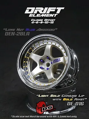 RC Car Wheel Rim Set 2pcs - DS Racing Drift Elements DE-016 Changeable Offset • £14.50