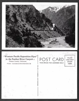 Old California Postcard - Railroad Train In Feather River Canyon • $3.99