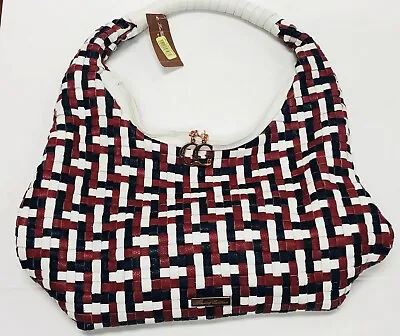 Designer Leather Braided Purse La Gioe DI Toscana Italy Red White Blue New Tags • $119.99
