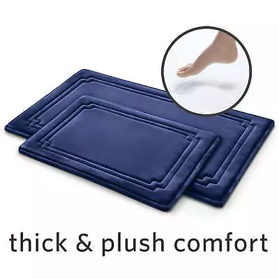 Thick & Plush 2-Piece Bath Rug Set Navy Charcoal Infused Memory Foam • $27.43