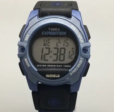 Timex Expedition Digital Watch Unisex Blue Black Date Nylon Band 100M A4 • $25.49