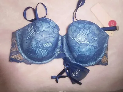 NWT! Victoria's Secret Biofit Blue Lace Multiway Lined Strapless Bra 34D • $25.99