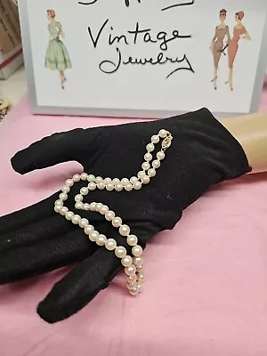 Nice Vintage 16  Real Pearl Necklace 5mm Genuine Cultured Pearls 14K Gold Clasp • $149