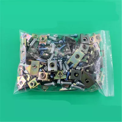 100Pcs Car Door Panel Fastener Fixed Screw U Type Gasket Clips Moulding Trim • $20.60