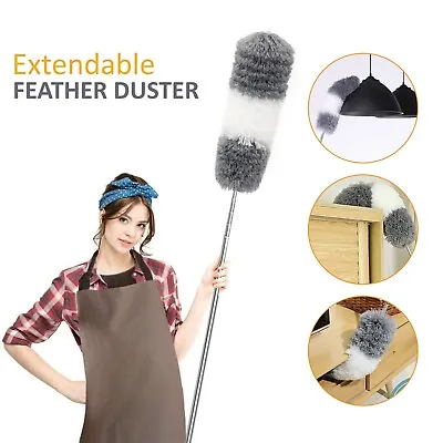 £8.85 • Buy Extendable Feather Duster Long Telescopic Duster Magic Static Duster Brush 245cm