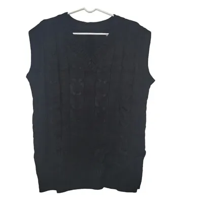 Mens Sweater V Neck Knit Solid Black Size Small Sleeveless Vest Brand New No Tag • $14.99