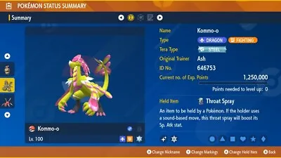 Shiny Kommo-o 6IVs Tera Type: Steel Pokémon Scarlet And Violet • $1.70