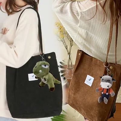 Women Canvas Corduroy Tote Bags Handbag Ladies Messenger Shoulder Bag Travel • £5.99
