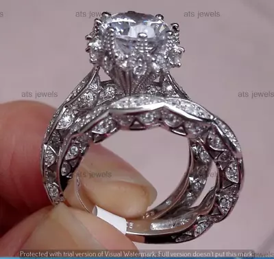 2.50 CT Round Cut Moissanite Bridal Engagement Ring Set 14K White Gold Plated • $139.47
