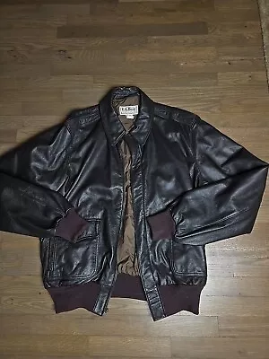 Ll Bean Leather Flying Tiger Jacket Yakuza Mafia Size L 46 Bomber Vintage Vtg  • $175