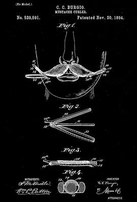 1894 - Mustache Curler - C. C. Burgio - Patent Art Magnet • $8.99