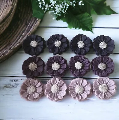 12 Purple & Lilac Edible Sugar Flowers Fondant Cake Toppers Cupcake Decorations • £7.99
