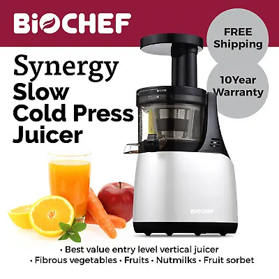 BioChef Synergy Slow Juicer / Cold Press Juicer / Juice Extractor - White • $179.10