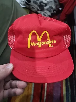 Vintage McDonald's Hat Cap Snap Back Red  Mesh Trucker • $15