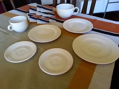 7 White Villeroy & Boch  Cafe Latte Cups Coffee Saucers Plates Wonderful World • $38