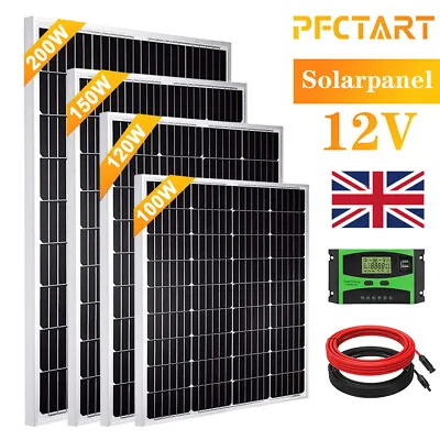 100W 120W 200W 240W 400W Solar Panel Kit 12V Mono Off Grid RV Caravan Camper • £79.56