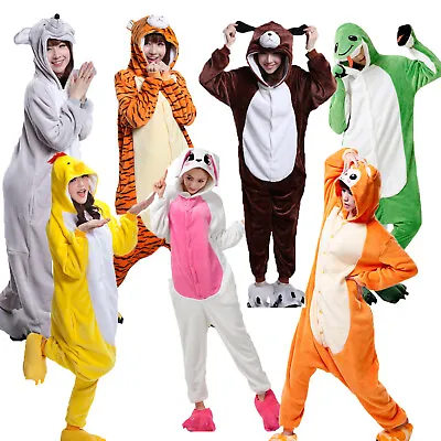 Dog Kigurumi Mouse Rabbit Animal Cosplay Pajamas Adult Flannel Onesis Jumpsuit • $19.59