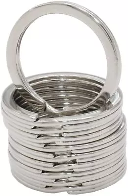 10 Pcs 25 Mm Metal Flat Split Circular Keychain Hoops & Loop Keyring Connector • £3.39