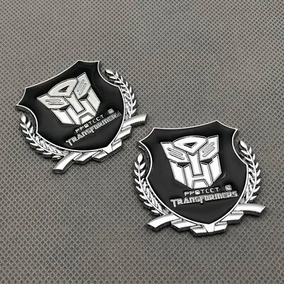 2Pcs Chrome Metal Fender Transformers Autobots Logo Emblem Rear Lid Trunk Badge • $8.99
