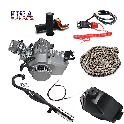 49cc 2 Stroke Engine Motor Exhaust Kit Set For Mini Pocket Dirt Bike ATV Scooter • $165.19