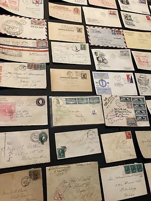 Lot Vintage & Antique Mail & Letters Stamps Envelopes Graf Zeppelin Military • $29.95