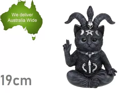 19cm Sitting Baphomet Cat Ornament Figurine Statue Garden Sculpture Halloween • $33.99