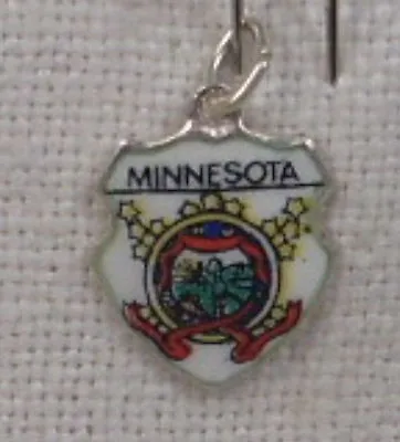 Vintage REU Sterling/Enamel Minnesota State Flag Bracelet/Travel Charm -NOS • $24.99