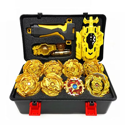8x Gold Beyblade Burst Set Spinning W/Grip Launcher & Portable Storage Box Case • $65.99